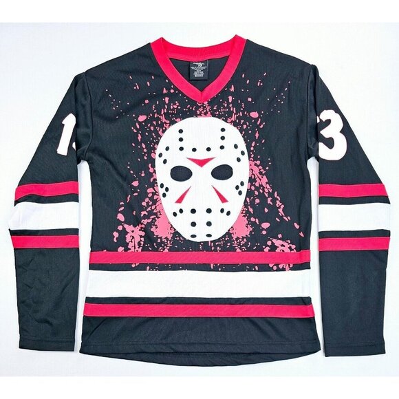 Friday The 13th Size XS Mens Long Sleeve Black Hockey Jersey Jason Voorhees - Picture 1 of 9